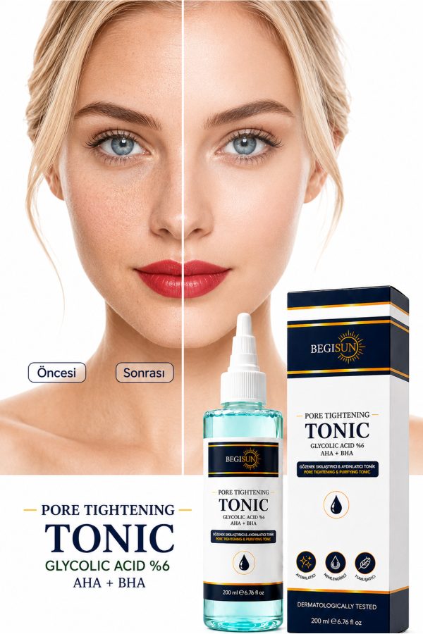 Yüz Toniği | Gözenek Sıkılaştırıcı ve Arındırıcı %6 Glikolik Asit AHA+BHA 200 ml