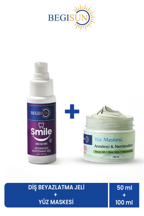 Diş Beyazlatma Jeli 50 ml + Arındırıcı & Nemlendirici Yüz Maskesi 100 ml Bakım Seti