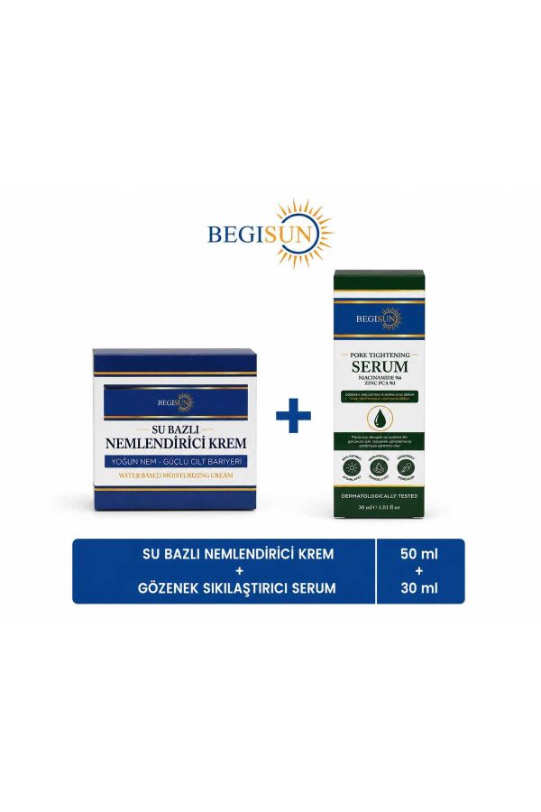 2’li Gözenek Bakım ve Nemlendirme Seti Su Bazlı Nemlendirici Krem 50 ml + %6 Niacinamide Serum 30 ml