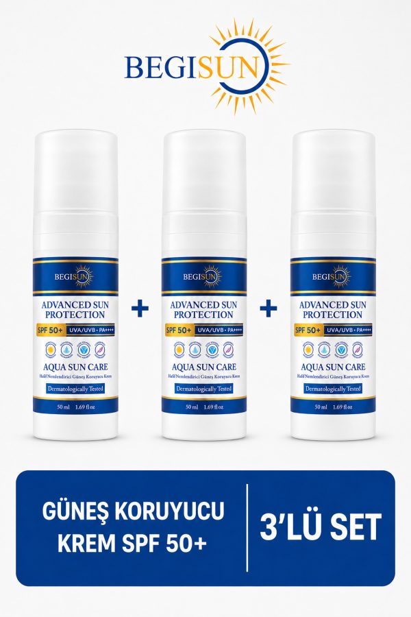 SPF 50+ Güneş Koruyucu Krem 3’lü Set 50 ml x 3